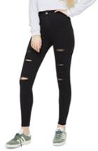 Women's Topshop Moto Joni Ripped Skinny Jeans W X 30l (fits Like 24w) - Black