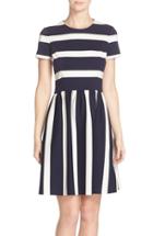 Women's Eliza J Stripe Knit Fit & Flare Dress