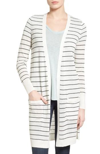 Women's Halogen Long Linen Blend Cardigan - Ivory