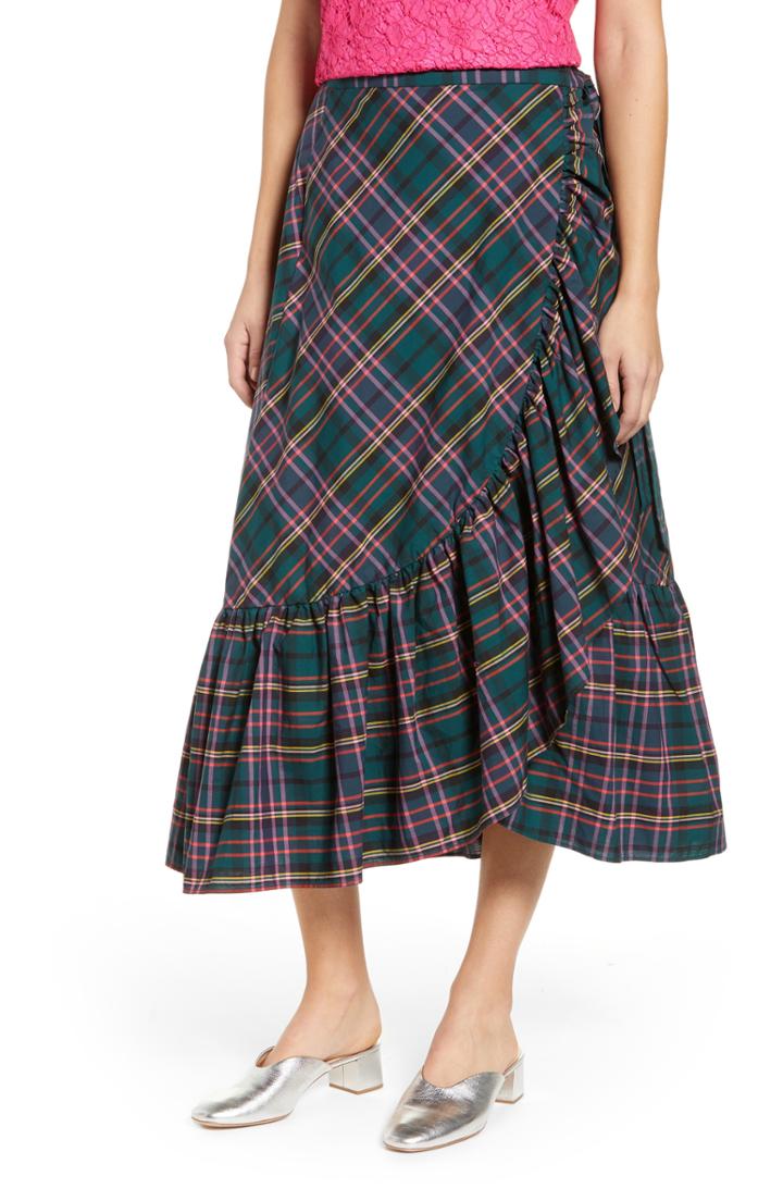Women's J.crew Plaid Ruffle Wrap Skirt