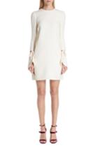 Women's Oscar De La Renta Split Sleeve Wool & Silk Crepe Shift Dress - White