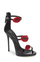 Women's Giuseppe Zanotti Crystal Lips Cage Sandal M - Black