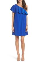 Women's A By Amanda 'zoe' Ruffle One-shoulder Shift Dress - Blue