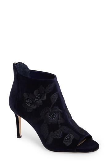 Women's Imagine Vince Camuto Padget Embroidered Velvet Peeptoe Bootie M - Blue