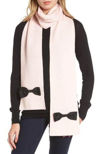 Women's Kate Spade New York Grosgrain Bow Muffler Scarf, Size - Pink