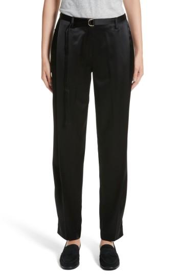 Women's Lafayette 148 New York Nassau Reverie Satin Cloth Pants - Black