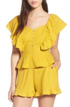 Women's June & Hudson Ruffle Peplum Top - Yellow