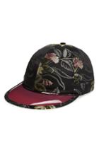 Women's Gucci Brocade Baseball Cap With Vinyl Brim - Black