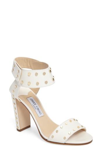 Women's Jimmy Choo Veto Studded Ankle Cuff Sandal .5us / 34.5eu - White