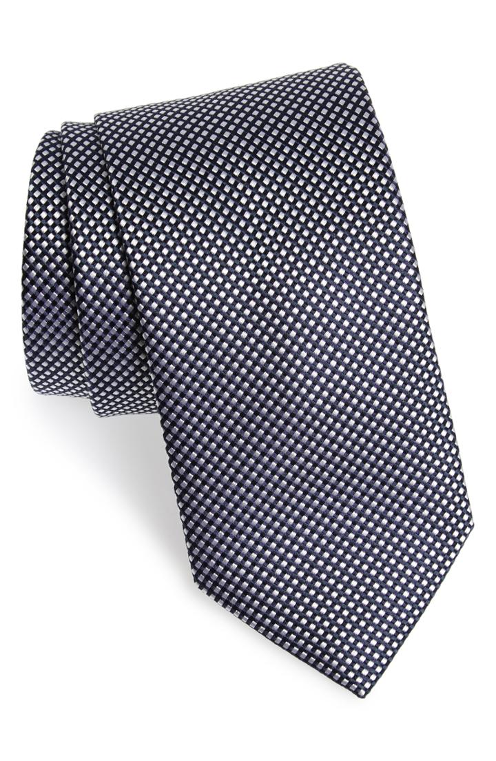 Men's Eton Check Silk Tie, Size - Black