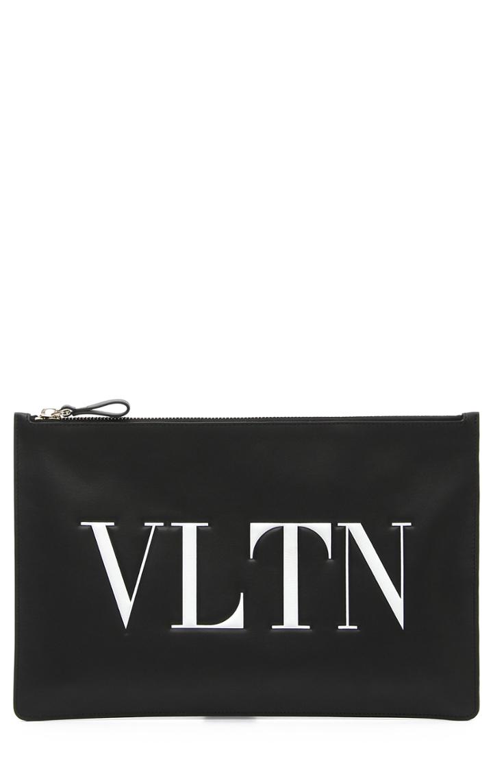 Valentino Garavani Logo Graphic Flat Leather Pouch -