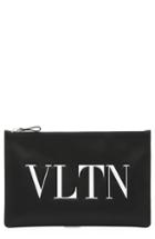 Valentino Garavani Logo Graphic Flat Leather Pouch -