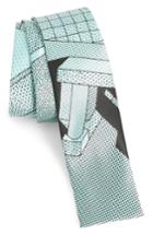 Men's Memphis Milano Mint Print Silk Tie, Size - Blue/green