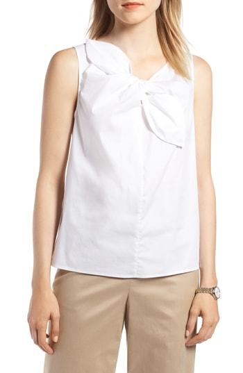 Women's 1901 Tie Neck Poplin Top - White