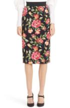 Women's Dolce & Gabbana Rose Print Cady Pencil Skirt Us / 42 It - Black
