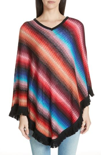 Women's Missoni Zigzag Wool Poncho, Size - Red