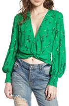 Women's Afrm Lenny Twist Front Crop Top - Green