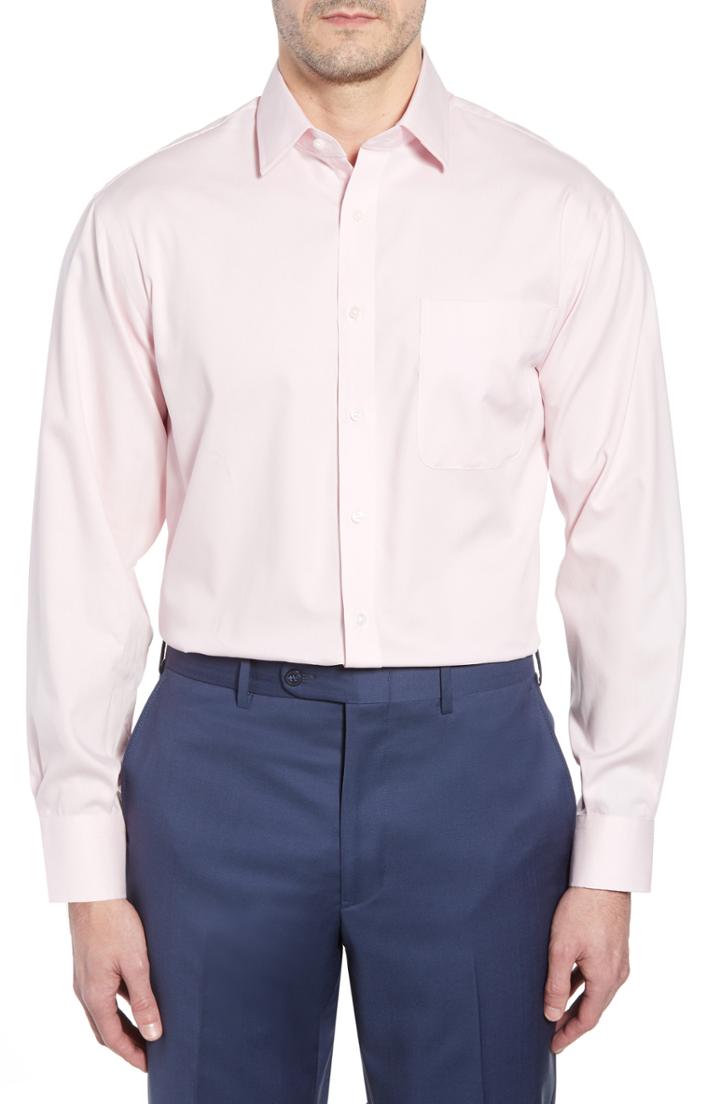 Men's Nordstrom Men's Shop Classic Fit Non-iron Solid Dress Shirt - 35 - Pink