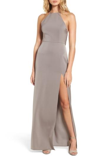 Women's Lovers + Friends Sheyla Halter Gown - Grey