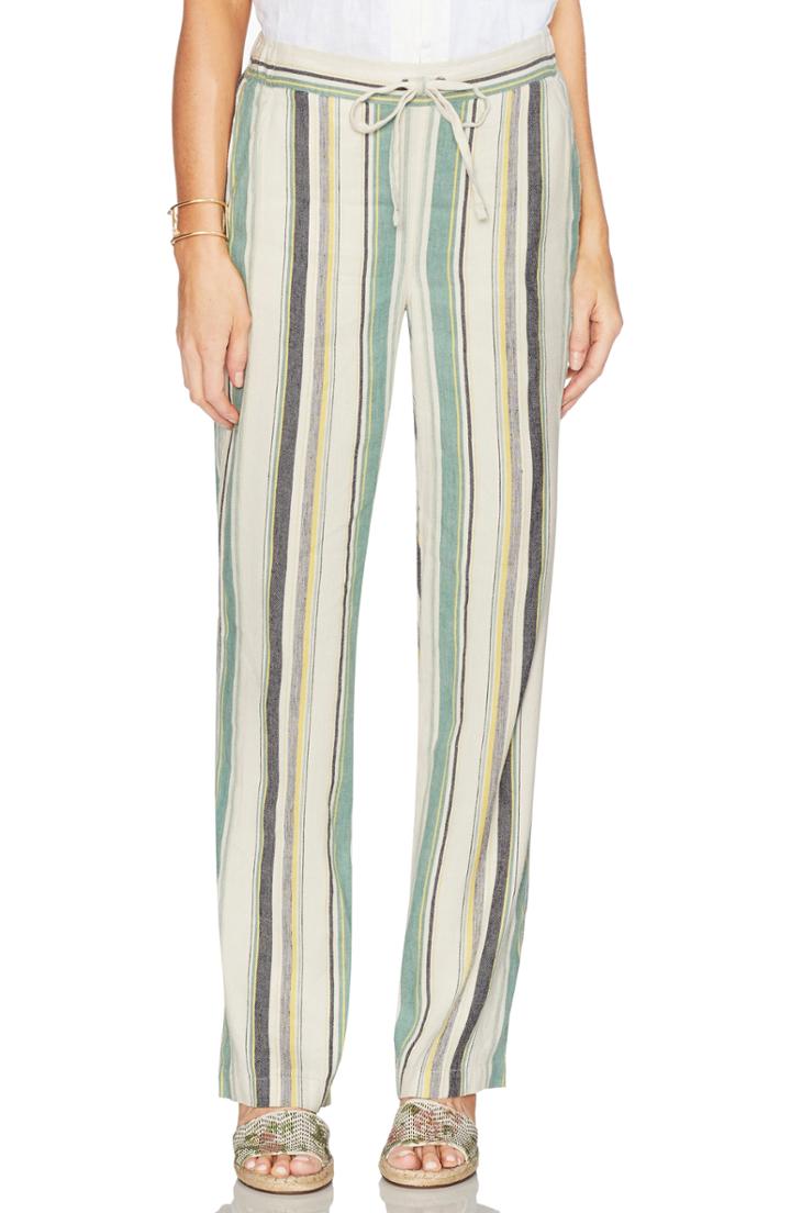 Women's Vince Camuto Stripe Straight Leg Twill Pants - Ivory