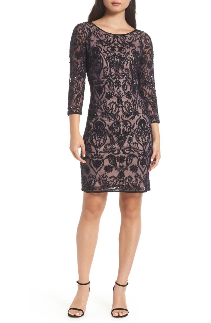 Petite Women's Pisarro Nights Embroidered Cocktail Dress P - Blue