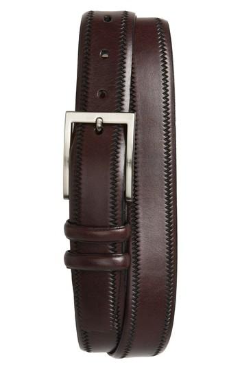 Men's Torino Belts Embossed Leather Belt - Cordovan