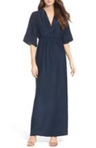 Women's Natalie Deayala Flutter Sleeve Silk Gown - Blue