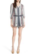 Women's Alice + Olivia Nance Tasseled Smocked Waist Romper - Grey