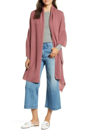 Women's Nordstrom Cashmere Ruffle Wrap, Size - Burgundy