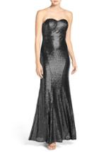 Women's Lulus Strapless Sequin Mermaid Gown - Black