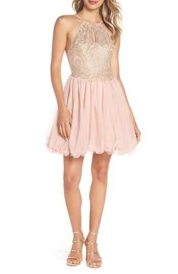 Women's Blondie Nites Embellished Fit & Flare Dress - Pink