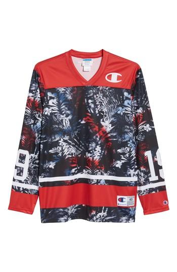 Men's Champion Print Hockey Jersey - Red
