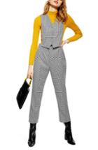 Women's Topshop Houndstooth 3-in-1 Jumpsuit Us (fits Like 0) - Black