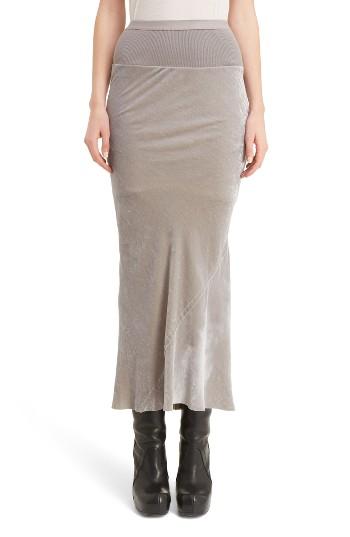 Women's Rick Owens Knit Waist Velvet Skirt Us / 38 It - Grey