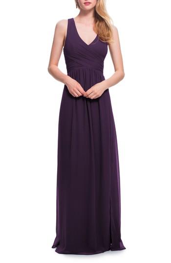 Women's #levkoff Back Cutout Chiffon Gown - Purple