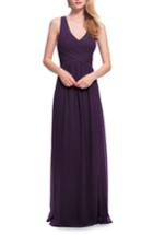 Women's #levkoff Back Cutout Chiffon Gown - Purple