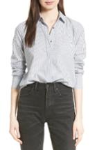 Women's Vince Mix Stripe Silk Shirt - Blue