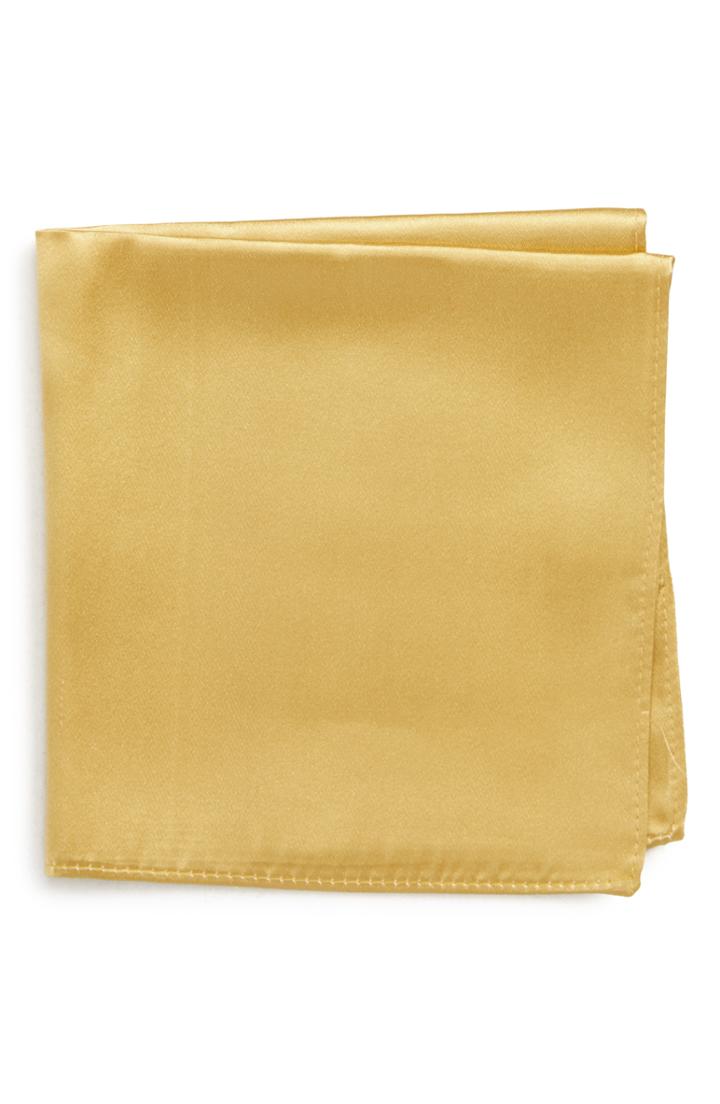 Men's Nordstrom Men's Shop Solid Silk Pocket Square, Size - Yellow