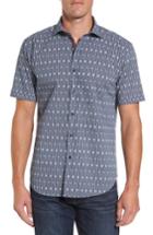 Men's Bugatchi Shaped Fit Diamond Stripe Print Sport Shirt