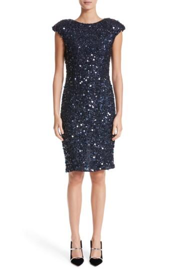 Women's Rachel Gilbert Hand Embellished Sequin Cocktail Dress - Blue