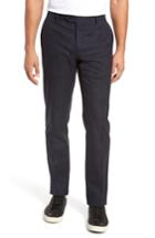 Men's Nordstrom Signature Flat Front Windowpane Stretch Cotton Trousers - Blue