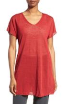 Women's Eileen Fisher Linen Blend V-neck Knit Tunic - Red