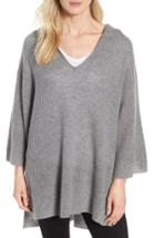 Women's Halogen Cashmere Hooded Poncho, Size - Grey