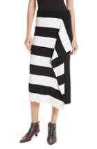 Women's Tibi Origami Flap Stripe Midi Skirt - Black
