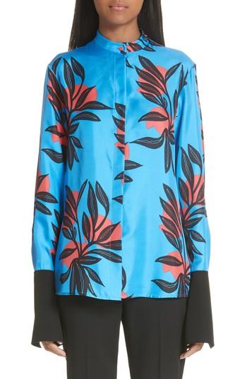 Women's Roksanda Imani Floral Print Silk Shirt Us / 12 Uk - Blue