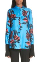 Women's Roksanda Imani Floral Print Silk Shirt Us / 12 Uk - Blue