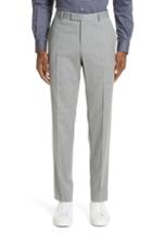Men's Z Zegna Flat Front Solid Stretch Wool Trousers R - Metallic