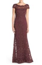 Petite Women's Tadashi Shoji Illusion Yoke Gown P - Purple