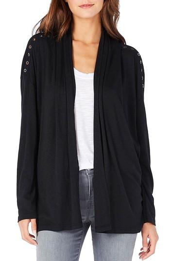 Women's Michael Stars Grommet Detail Cardigan, Size - Black