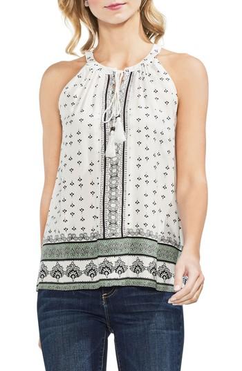 Women's Vince Camuto Halter Style Print Top, Size - White